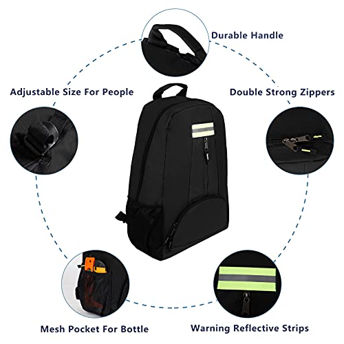 QEES Electrician Tool Bag, Heavy Duty Tool Backpack, Durable Tool Rucksack Organisers, Multi-Pockets Toolbag Work Backpack Compatible with Klein Tools, HVAC Tools, CLC Tools (Black) - Image 3