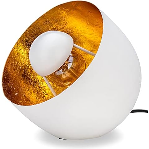 ZEYA Tischlampe weiß gold Metall, Ø 20, Kugel Tischleuchte weiss, Deko Lampe stehend, runde Dekolampe Wohnzimmer industrial, E27 Fassung max 40 Watt Cover