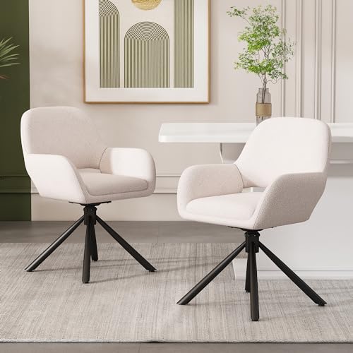 Sherpa giratorio, juego de 2 unidades, con pasamanos, moderno y sencillo, silla de comedor, color blanco