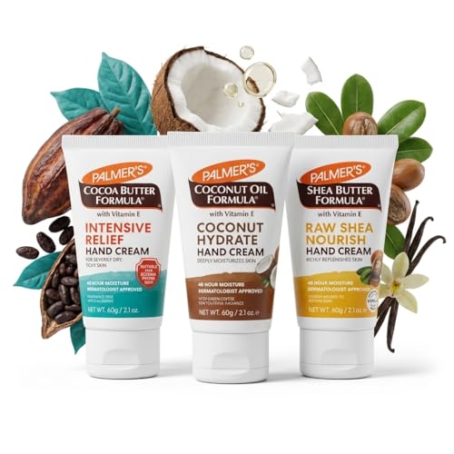 Palmers Hand Cream Multipack 3 Pack, Cocoa Butter Coconut Oil Shea Butter Hand Moisturiser Bundle, Deep Moisturising for Dry Skin, Dermatologist Tested, 3 x 60g Tubes