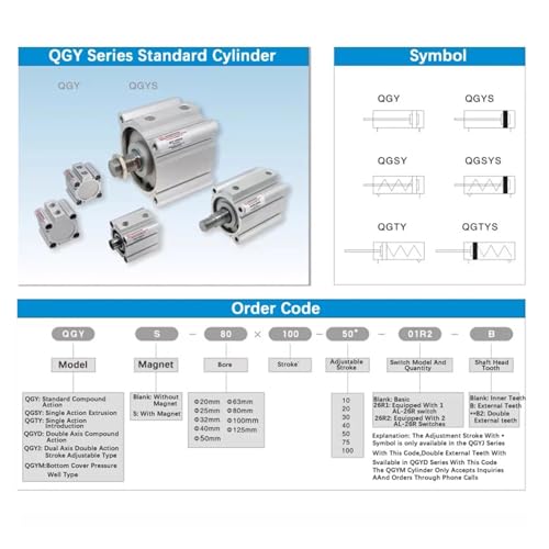 Cilindro de máquina de perforación modelo QGY20 de carrera compacta 4