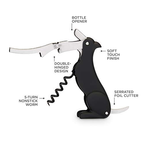 Truezoo Buddy Black Dog Double Hinged Corkscrew, Novelty Wine Key, Waiter’s Corkscrew Bottle Opener #TOP1