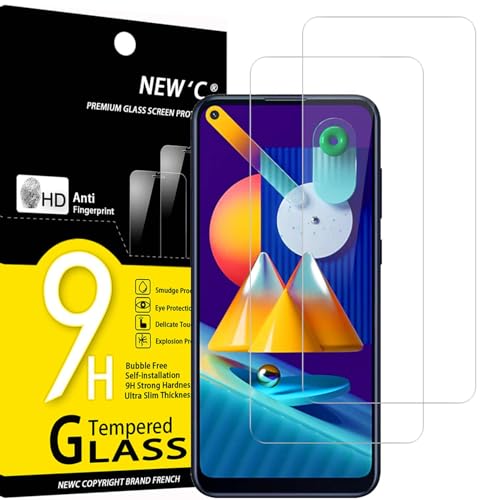 NEW'C 2 Piezas, Protector Pantalla para Samsung Galaxy A11, Galaxy M11, Cristal templado Antiarañazos, Antihuellas, Sin Burbujas, Dureza 9H, 0.33 mm Ultra Transparente, Ultra Resistente