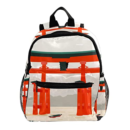 Sac à dos pour garçons vintage japonais Torii bambou de 30 cm