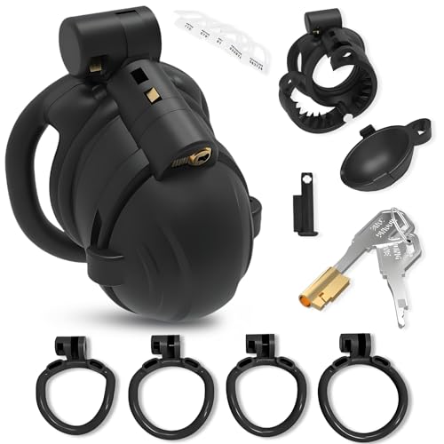Cage Chastetée avec Pointes SM Sex Toys Cage de Chasteté pour Pénis avec Ceinture et 30 Pointes Chastity Cage avec 4 Anneaux Courbés et 2 Serrures Cachées pour Punir les Hommes (A,Black)