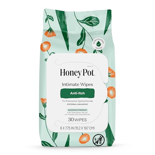 Image of The Honey Pot Company - Anti-Itch Soothing Feminine Wipes - At Home or On the Go Medicated for Temporary Relief of Itching and Discomfort - Maximum Strength - 30 ct.