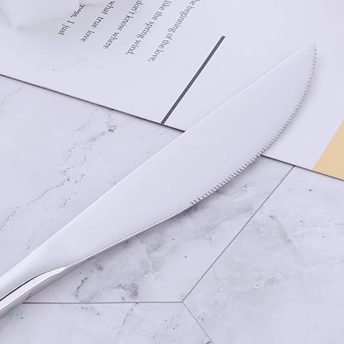 Image of aDai Set of 40 Luxury Silver Cutlery Set - Daily Use Stainless Steel Mirror Finish - 10 Dinner Spoon, 10 Fork, 10 Steak Knife & 10 Fruit Fork for Home, Restaurant & Gifting