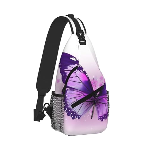 Purple Butterfly Printed Cross Chest Bag Diagonally Chest Messenger Bag2