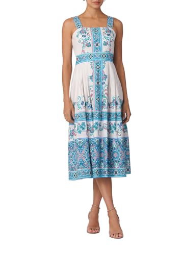 Shoshanna Women's Warwick Tile Print Almma Dress, Sky Blue Multi, 6