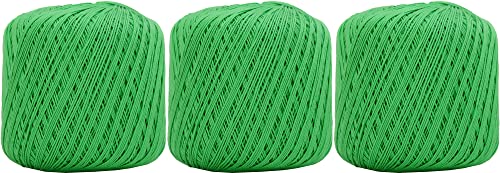 Image of ThreadArt 100% Cotton Crochet Thread Size 10, 3 Ball Pack, Bright Green | Soft pure cotton crochet thread for lace, doilies, amigurumi and crafts. Smooth finish with crisp stitch definition.