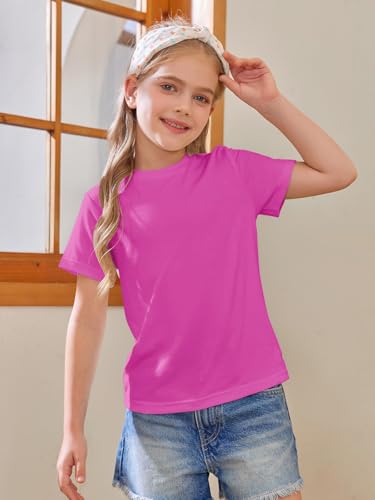 Image of Girls Short Sleeve T Shirts Kids Summer Tops Crewneck Tees 5-14 Years