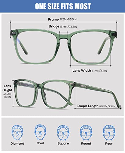 Image of DUCO Retro Square Blue Light Glasses For Men Blue Ray Blocking Glasses Computer Gaming Glasses Nylon Lens Acetate Frame Green 8302
