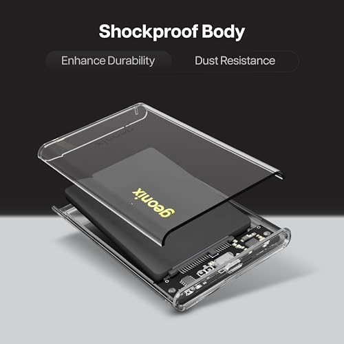Image of Geonix Lucid C1 2.5 Inch SATA SSD Enclosure, TypeC 3.1 Port, Upto 5 Gbps Speed, Upto 6 TB Storage (Transparent Case)