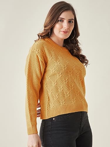 Image of Modeve Self Design Round Neck Casual Women Crop Top Sweater||Winterwear||
