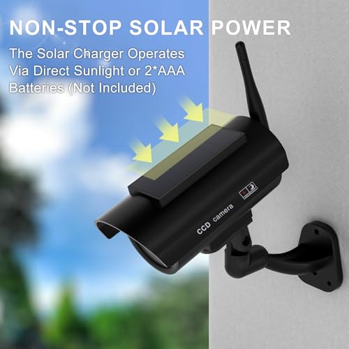 image for WALI Dummy Fake Camera, Solar Powered Fake Security Camera with LED Li