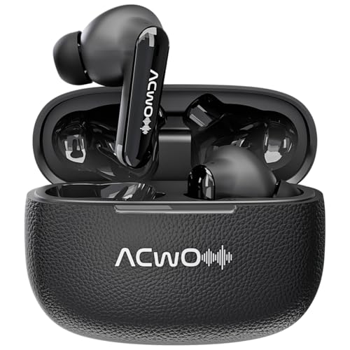 Image of ACwO DwOTS Muze, in-Built MP3 Player, TF Card Support, Recording Mode, Real-Time Audio Monitoring, 10mm Drivers Bluetooth Earbuds, 45H Playtime, TWS Ear Buds Wireless Earphones with Mic (Black)