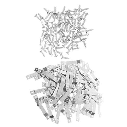 Image of HOMSFOU 100pcs Serrated Picture Hangers Heavy Duty Frame Hanging Hardware Screws Hooks for Secure Picture Display Any Wall