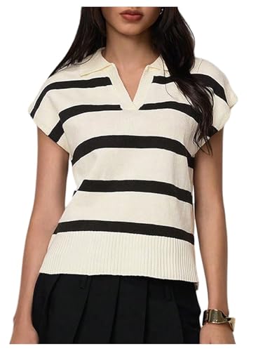 Verdusa Women's Striped Sweater Vest Sleeveless Sweater Knit Going Out Tops Fall Outfits 2025