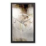 3D Designer-Wanduhr mit räumlichem Effekt | schwarzer Rahmen aus MDF | metallisch glänzende Oberfläche aus gebürstetem Alu-Verbund | Zeiger aus gebürstetem Aluminium | Größe 50x30x5cm (Motiv 45x25cm) | Handarbeit 