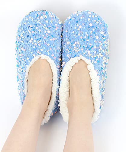 Image of Panda Bros Womens Ballerina Sequin Slippers, Bling House Slippers With Grippers