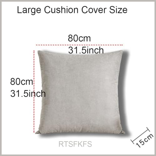 Super King Size Pillow Cases,Square Extra Large Cushion Covers 50x50, 60 x 60,70x70,80x80 cm Soft Pillow Cover with Invisible Zipper Decorative pillowcases for pillows Sofa Couch ( Color : Light Gray