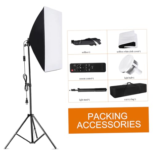 Image of Operitacx 1Set Softbox Lighting Kit with Remote Control Photography Equipment Double Color Temperature Bulb Stand Carry Bag for Studio Use for Portrait Video