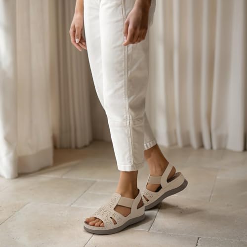 Image of SHIBEVER Wedge Sandals Women Comfortable: Sandals for Women 2026 Dressy Summer Ankle Strap Open Toe Low Heel Platform Wedges Shoes