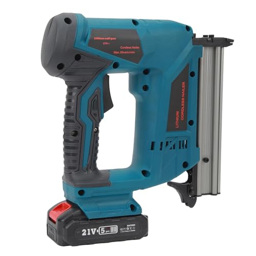 Cordless Brad Nailer Kit, Electric Nail with Handle, Copper Motor for Woodworking, 100Pcs Magazine, Lithium Battery and Charger, NTC0023 20V, ABS and Copper Material (US Plug