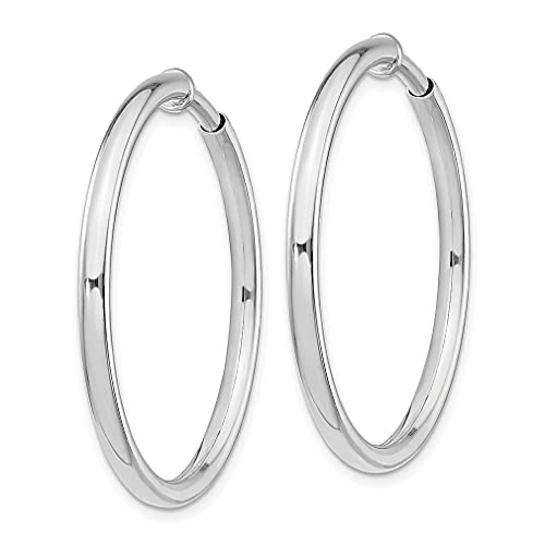 925 Sterling Silver Rh Plated 2.5X37Mm Non Pierced Round Hoop Earrings Fine Jewelry For Women Gifts For Her #TOP1