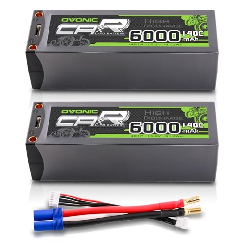 OVONIC Akumulator Lipo 4S 140C 6000mAh 14,8V Shorty Lipo z wtyczką EC5 do RC Car Monster Truck Crawler RC Hobby (2 szt.)