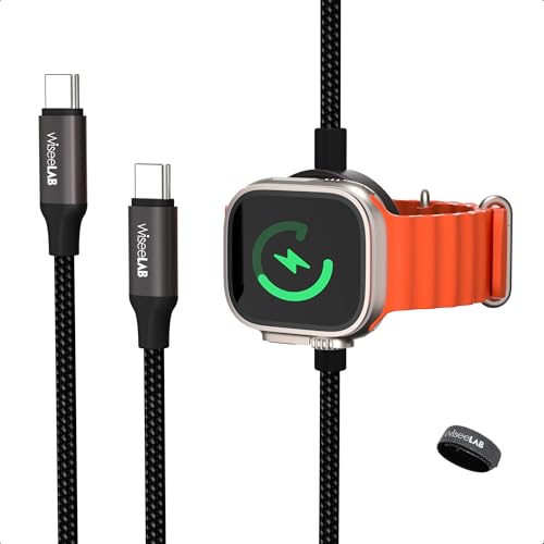 WiseeLAB 2in1 apple watch 充電器 & USB-C to USB-C充電ケーブル一体型 60W PD対応 急速充電ケーブル type-c 置くだけ充電 持ち運び便利 MacBook Air/iPad/iPhone 16/15シリーズ