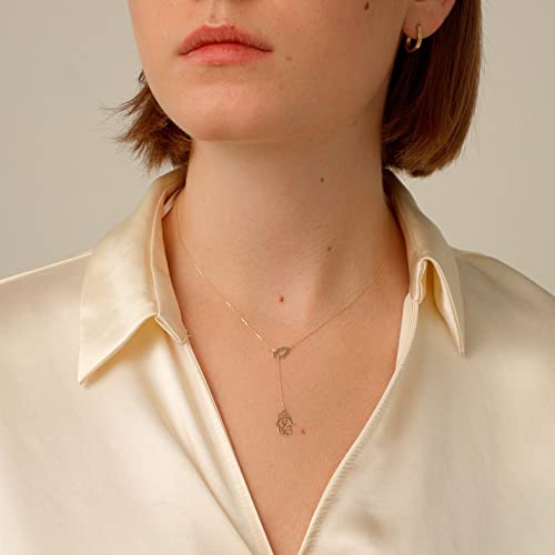 Gelin 14K Solid Gold Hamsa Y-Necklace for Women3