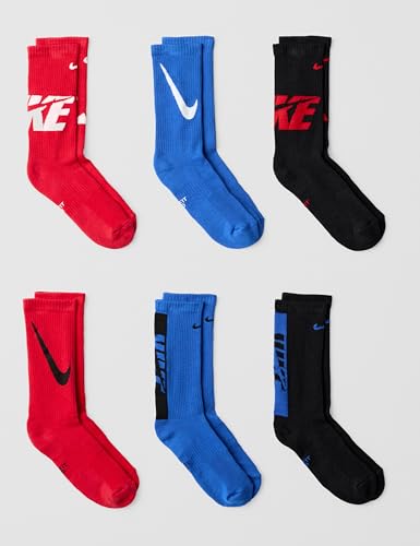 Image of Nike Unisex Kids' Everyday Cushioned Crew Socks (6-Pack) | Boys and Girls