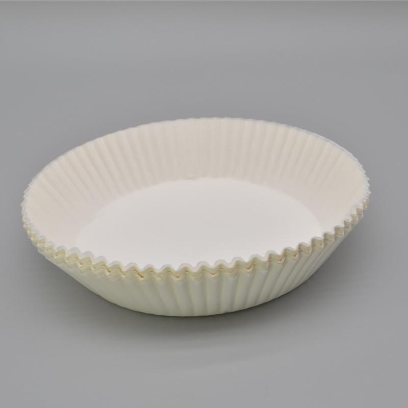 Forro de papel para freidora de aire, 100 piezas antiadherente y resistente al aceite, forro de pergamino desechable de 8 pulgadas, forro circular para freidora de aire, (blanco)