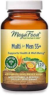 MegaFood Men's 55+ Multivitamin - Multivitamin & Mineral Supplement for Men with Zinc to Support Prostate Health & Pumpkin Seed -Non-GMO, Vegetarian & Made without Dairy & Soy - 120 Tabs (60 Servings)