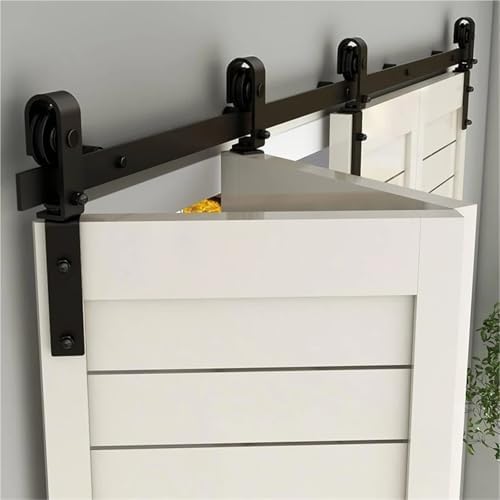Heavy Duty 5FT Barn Door Hardware Kit, Sturdy Folding Sliding Track for 4 Doors, Easy Assembly Bifold Barn Door System, Durable & Reliable Home Improvement Solution