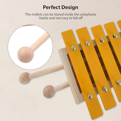 Xylophone glockenspiel 13 notes classique en bois avec ses 2 maillets de percussion