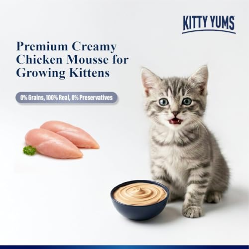 Image of Kitty Yums Kitten Wet Mousse 80g | Chicken | Rich in Protein | Promotes Hydration & Easy to Digest | Grain Free | No Artificial Flavours | Packed with Essential Vitamins & Antioxidants