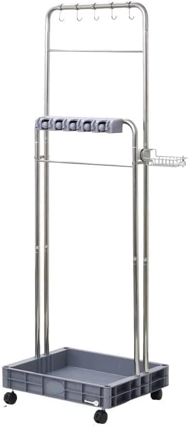 【SQJLSMRT】モップホルダー キャスター 屋外 掃除用具 収納 【最大16本】 モップ立て 清掃用品 清掃用具 モップ掛け 清掃カート 業務用 清 微調整可能★送料込