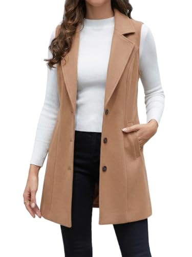 Image of IDEALSANXUN Plaid Vest for Women Fall Winter Sleeveless Blazer Jackets