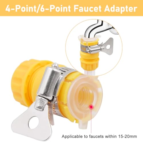 Image of HASTHIP Universal Water Tap Connector, 4 /6 Point Faucet Connecto, ABS Tap Adapter - Anti Leakage Faucet Connector - Tap Connector for Water Pipe - Quick Release Faucet Connector for Water Faucet