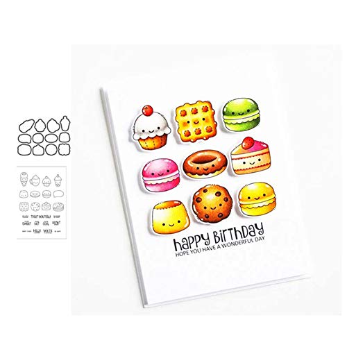 Lottoy Sweets Cake Matrices de découp et Joint en Silicone Joint de Motif Transparent Timbre en Silicone pour Le Bricolage Scrapbooking Photo Album Décorat Cover