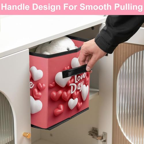 Boîte de rangement pliable Love Day grand panier cube 27.9 cm avec double poignées