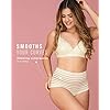Leonisa Seamless High Waisted Thong Panty with Lace Stripe - Slimming Tummy Control Underwear Beige