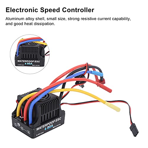 FEYV RC Brushless ESC, 80A, Waterproof, for 1/8 RC Car, Black, Klein - Image 3