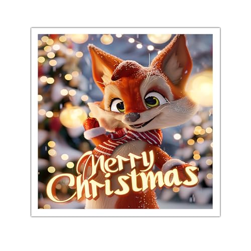 Toile Joyeux Noël renard mignon : décoration murale festive pour salon et chambre