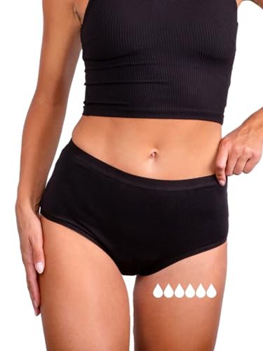 Taynie Comfort - Ropa interior de periodo ultrafuerte, sangrado intenso, ropa interior menstrual, sustituye a 6 tampones, duración de uso hasta 12 horas, lavable hasta 60 °C, Negro , 46