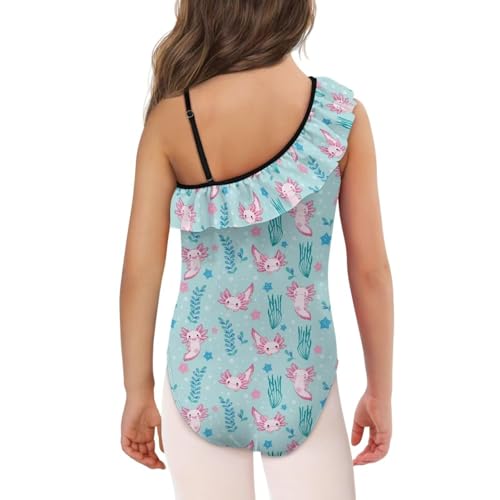 Girls' Ruffle 1 Shoulder Swimsuit One Piece U Back Bathing Suit Summer Beach Wear Sizes for 3-14 Year Olds4