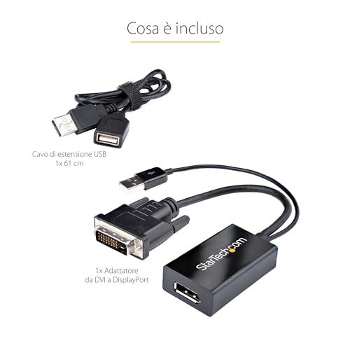 Startech.Com Adattatore Dvi A Displayport Alimentato Via Usb - Convertitore Dvi A Dp - 1920X1200 - 7