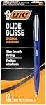 BIC Glide Original Ultra-Smooth and Comfortable Grip Ballpoint Pen, 12-Count in Blue Ink
